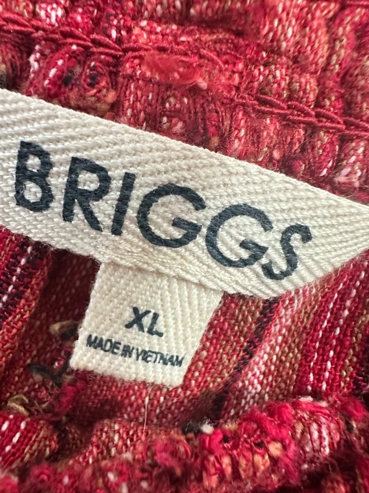 Briggs Shorts Size XL Red Striped Pattern Tassel Drawstring Pockets Linen Blend - Picture 11 of 15